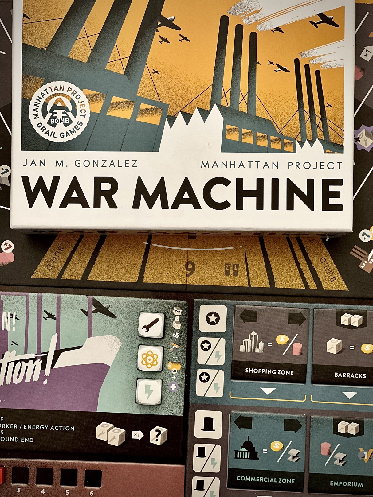Manhattan Project: War Machine board game cards and resources