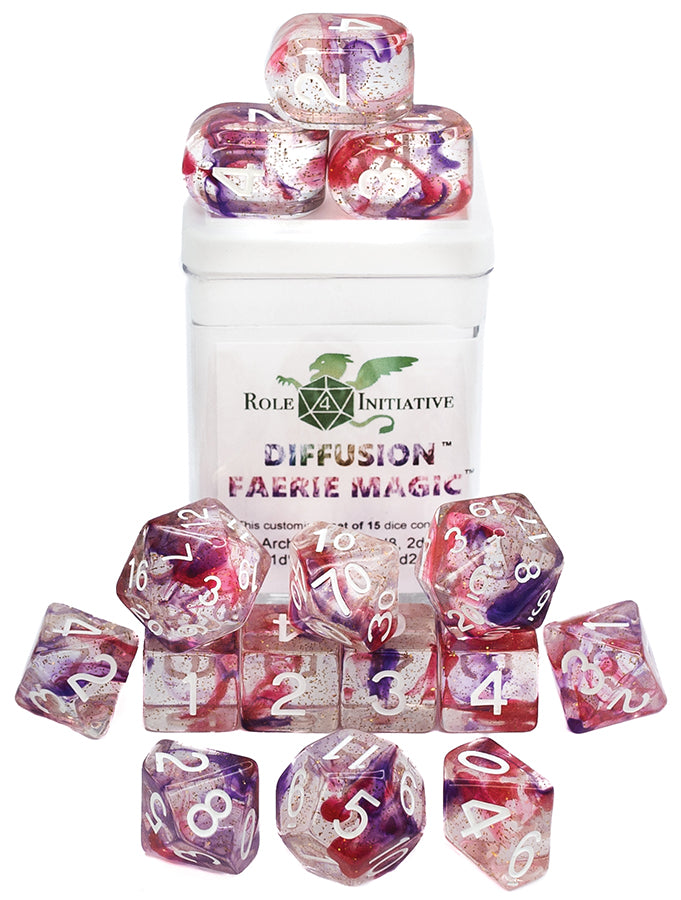 Polyhedral Dice: Diffusion Faerie Magic - Set of 15 | Elderwoods