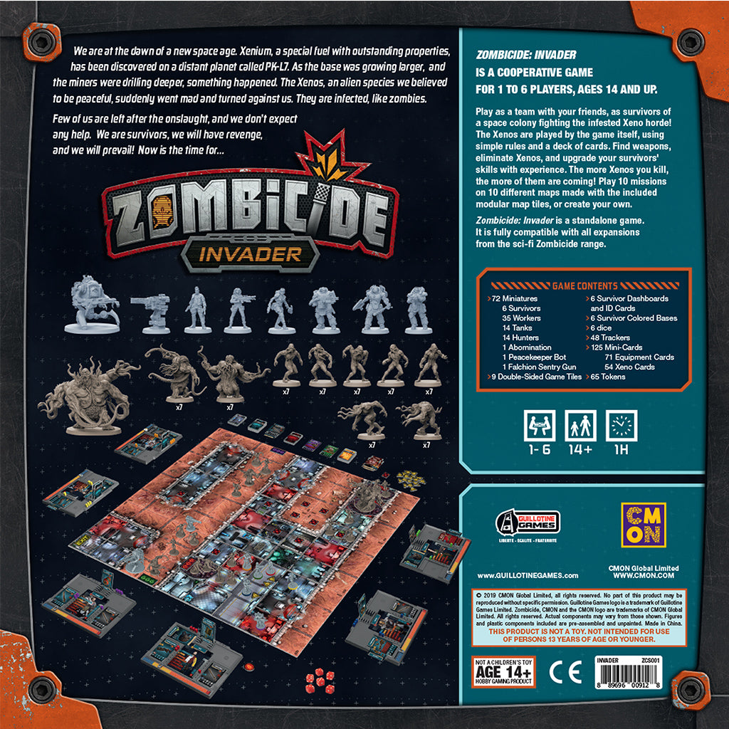 Zombicide Invader complete game components with alien xenos