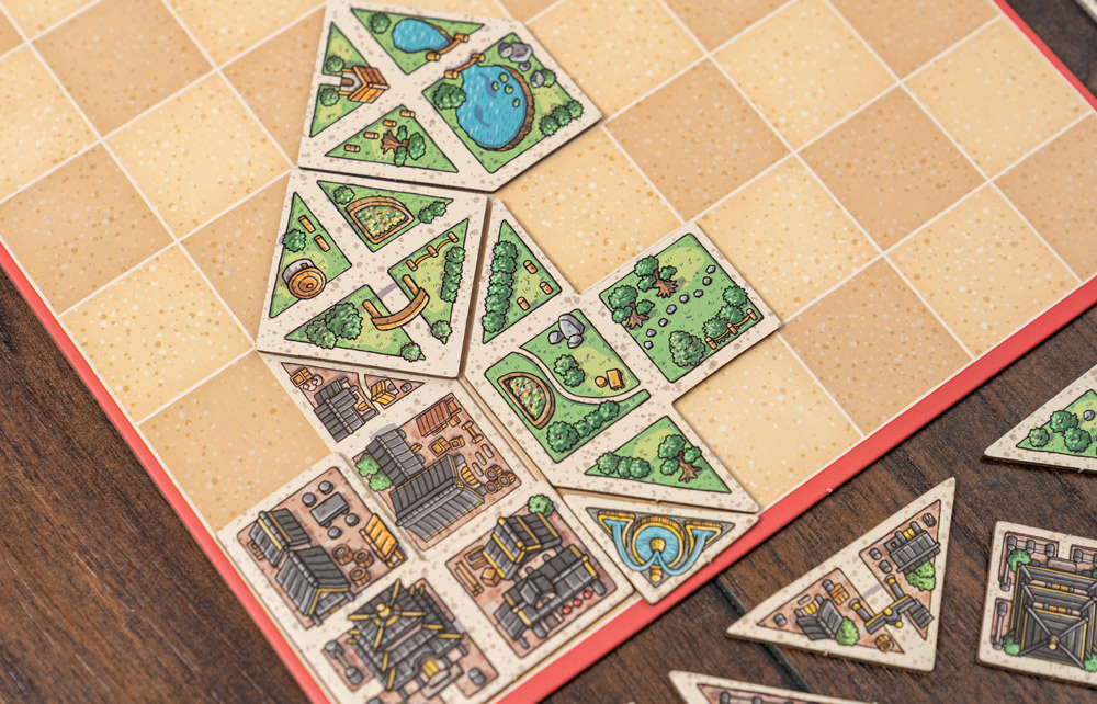 Tangram City board game building layouts