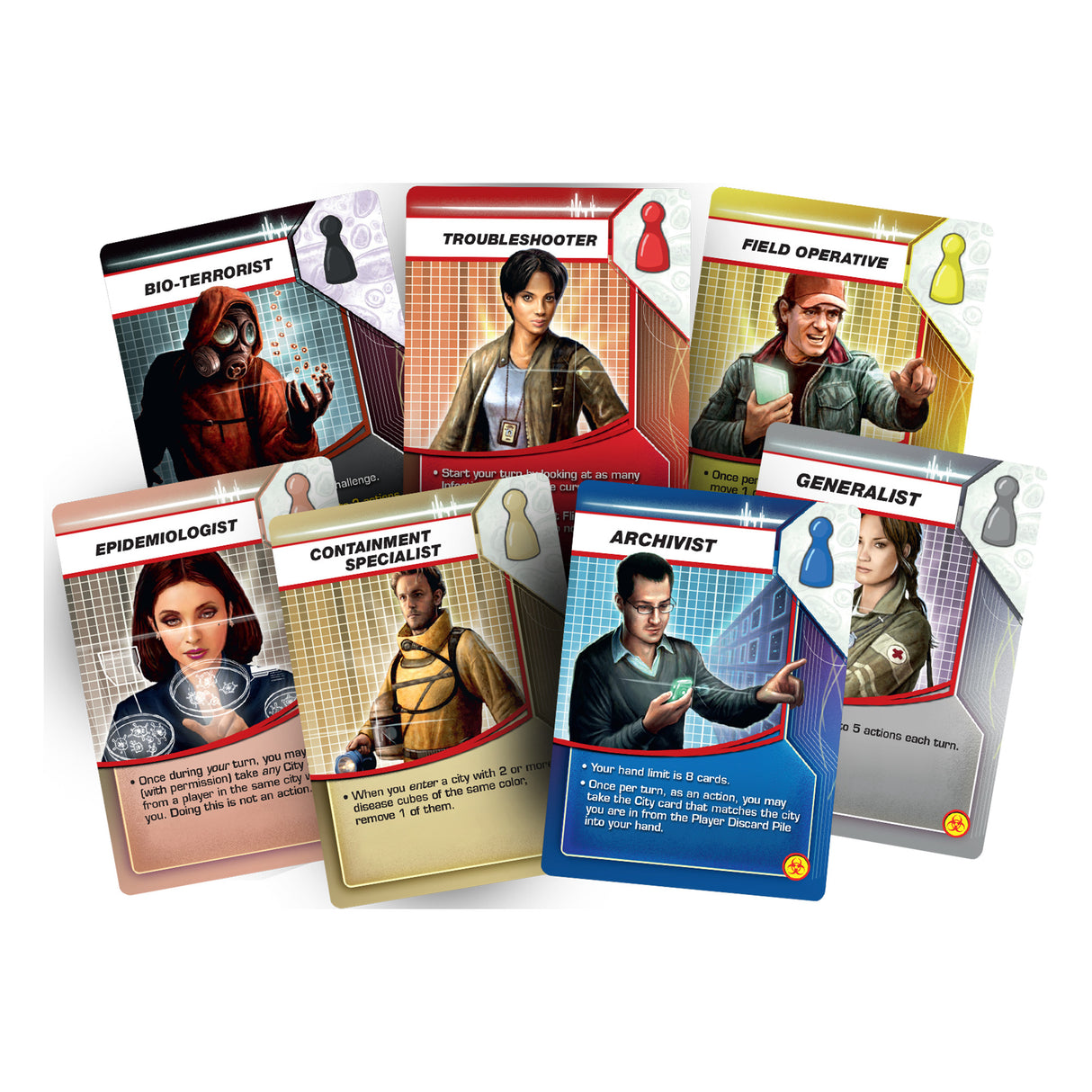 Pandemic: On the Brink RPG components including new role cards and event cards