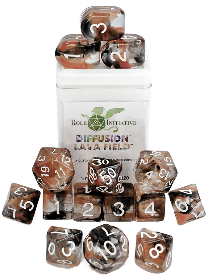 Polyhedral Dice: Diffusion Lava Field - Set of 15 | Elderwoods