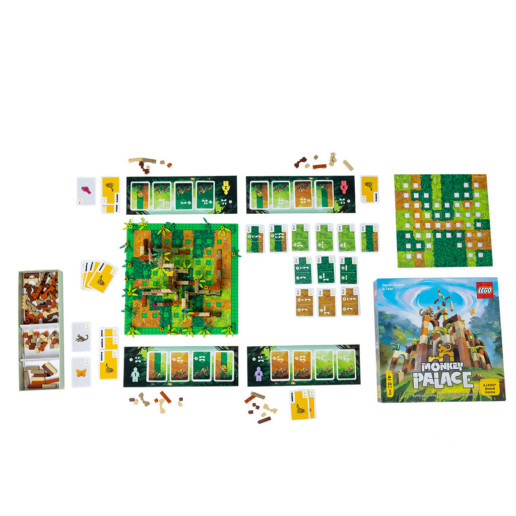 Monkey Palace game board and monkey meeples