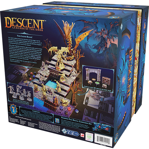 Descent Legends of the Dark cooperative board game setup with app integration