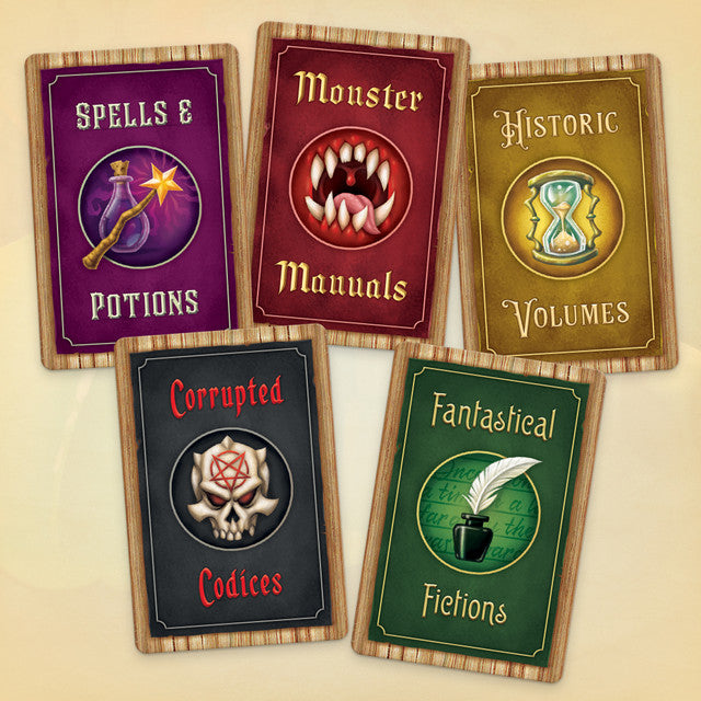 Ex Libris: 2nd Edition game components and library shelves