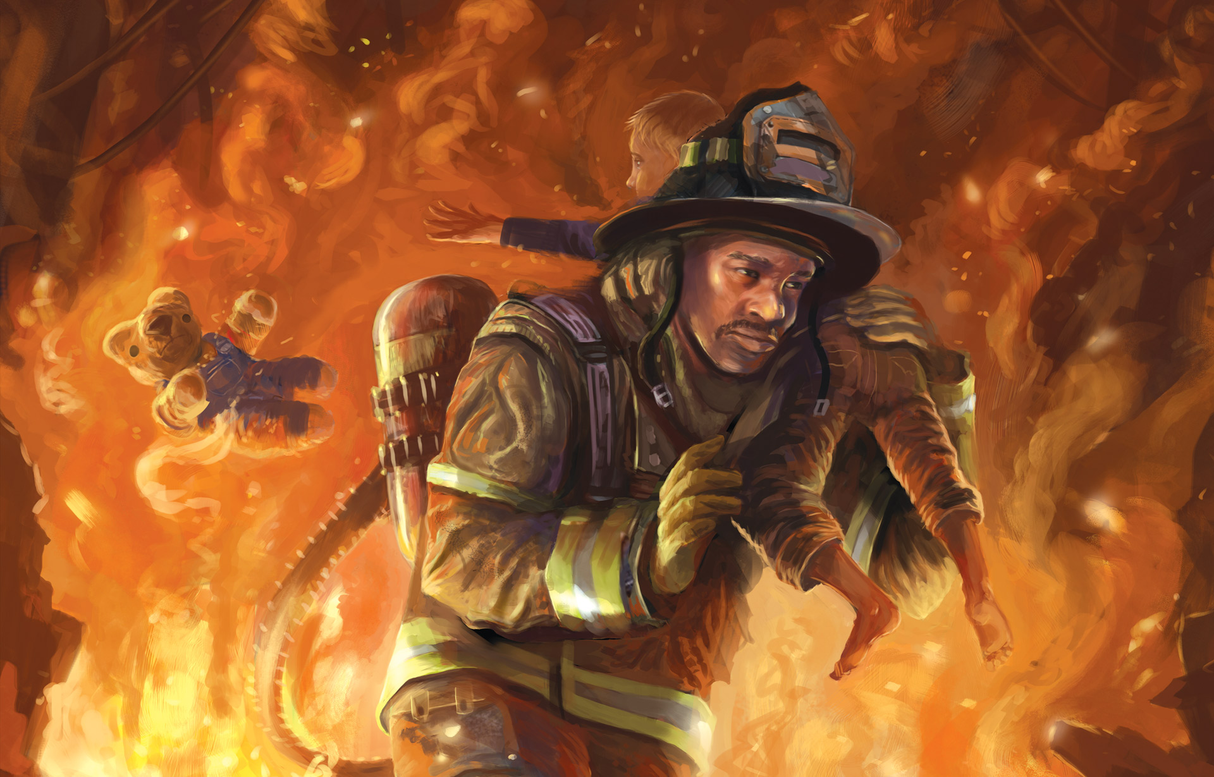 Genesys: Game Master's Screen RPG firefighter art