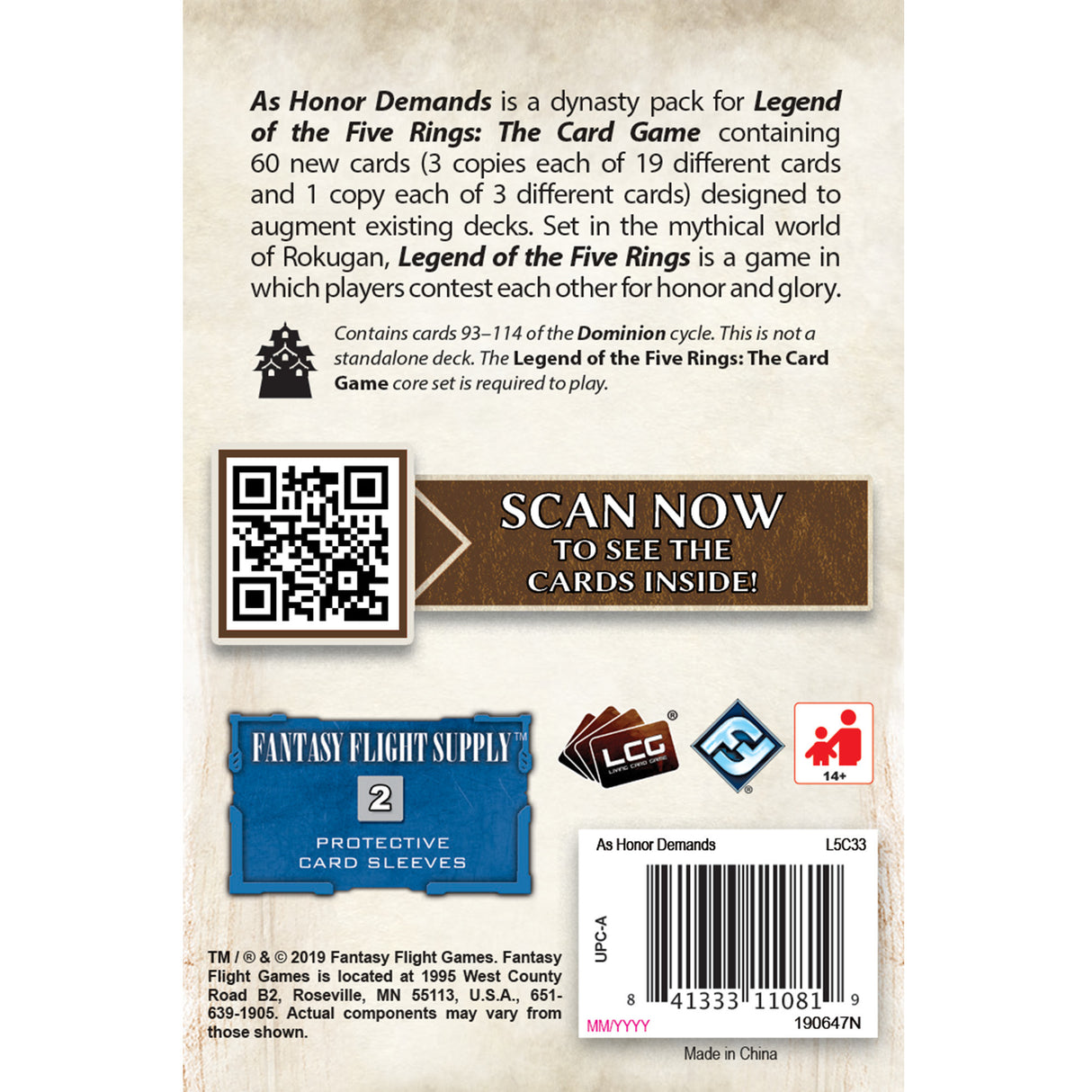 L5R As Honor Demands Legend of the Five Rings