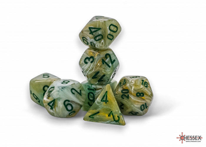 Chessex - Mega-Hedral Marble Green/Dark Green 7-Die Set