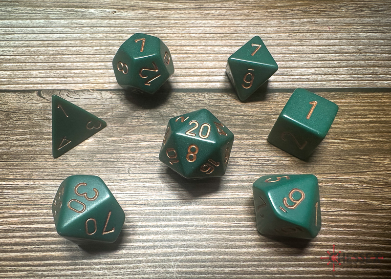 Chessex - Opaque Polyhedral Dusty Green/Copper 7-die set