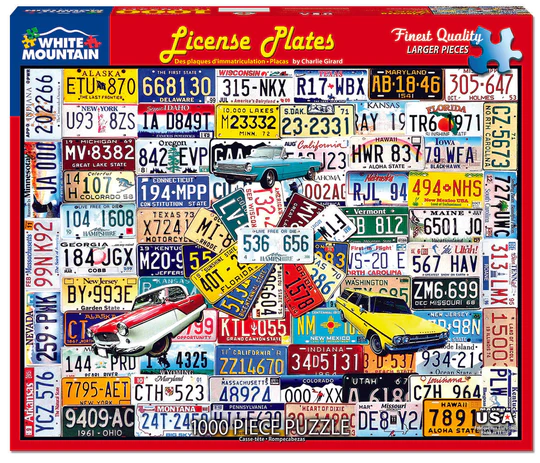 License Plates - 1000 Piece Jigsaw Puzzle White Mountain