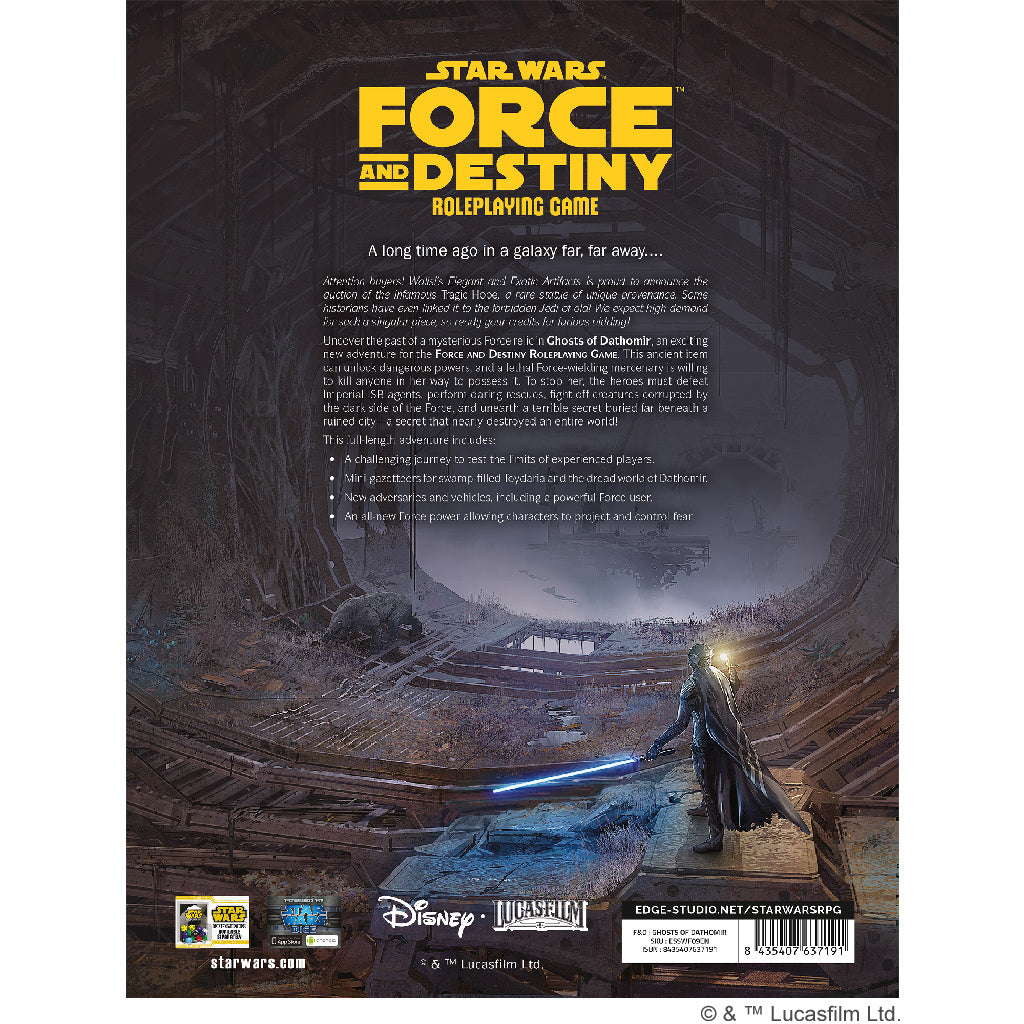 Star Wars - Force and Destiny RPG: Ghosts of Dathomir RPG back cover with adventure details