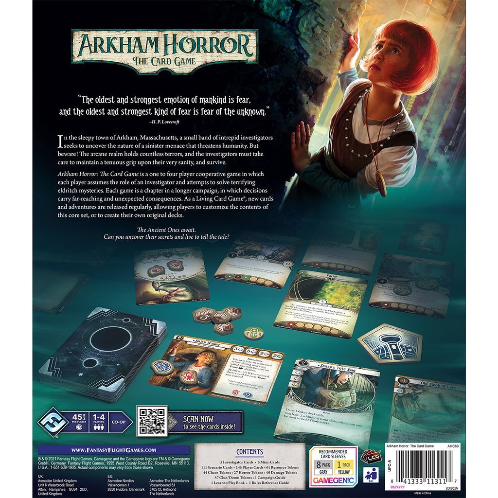 Arkham Horror: The Card Game 1-4 Players Revised Core Set game cards and components