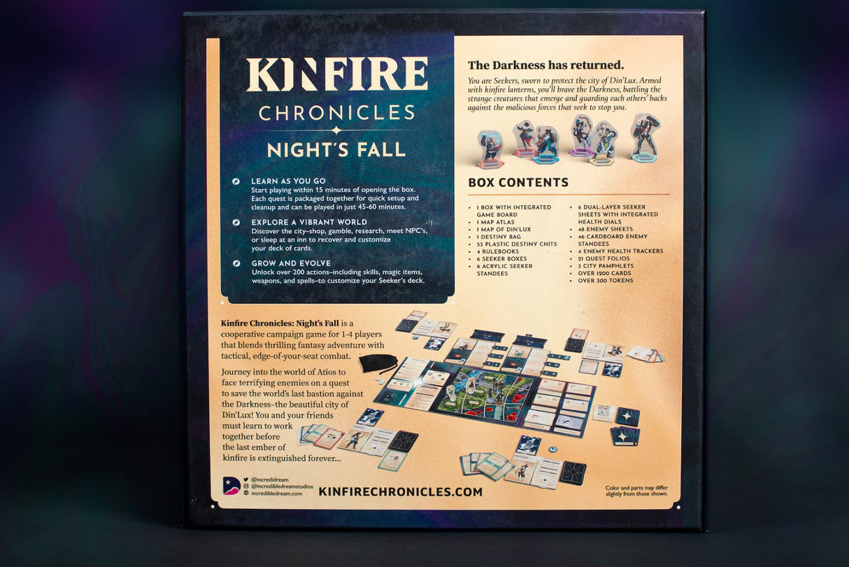 Kinfire Chronicles Night's Fall cooperative fantasy adventure game board