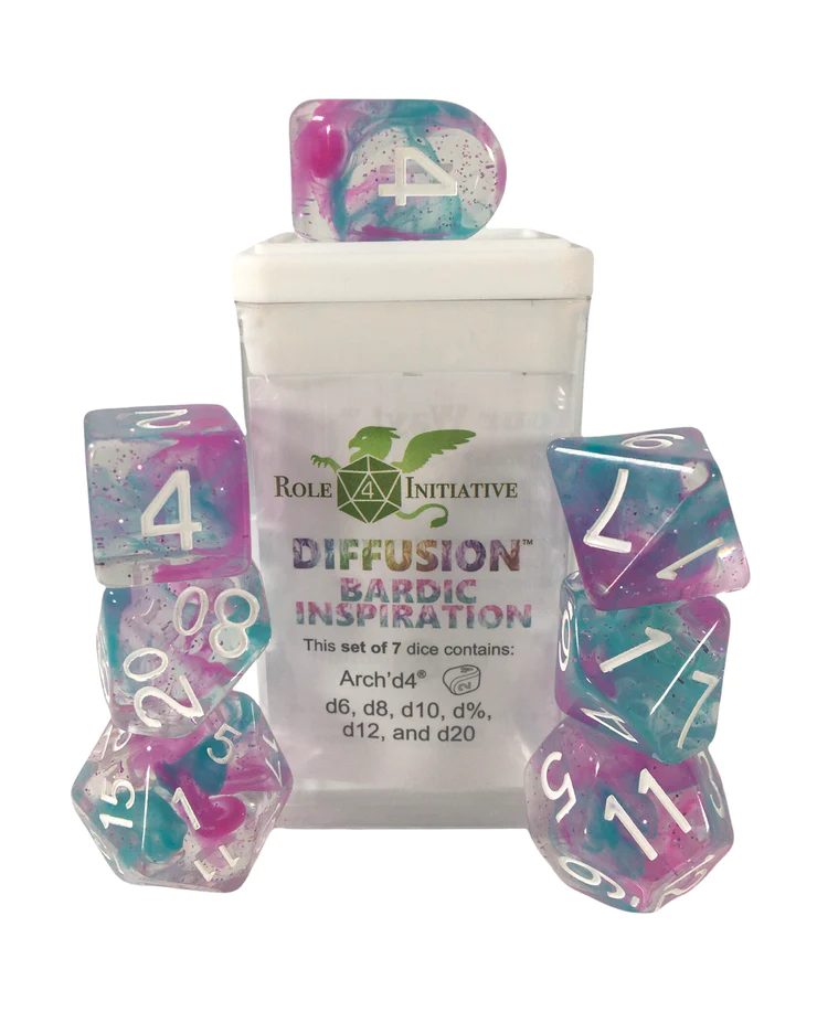 Polyhedral Dice: Diffusion Bardic Inspiration - set of 7 RPG | Elderwoods