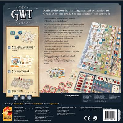 Great Western Trail: Rails to the North board game cards and gameplay elements
