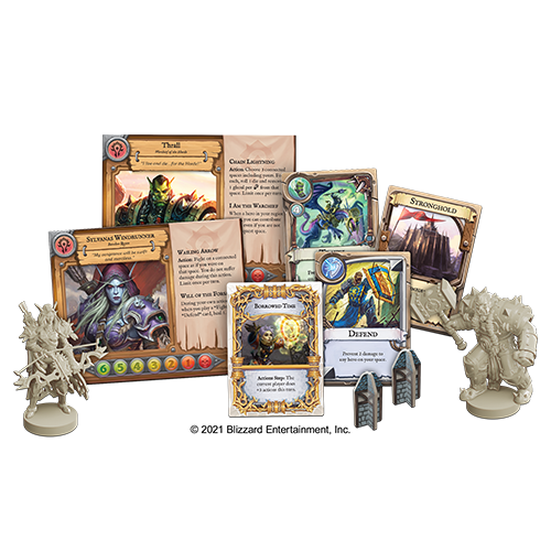 World of Warcraft: Wrath of the Lich King board game components and miniatures