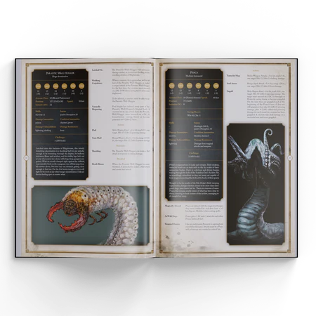 Dark Souls RPG: The Tome of Strange Beings RPG interior pages with creature stats