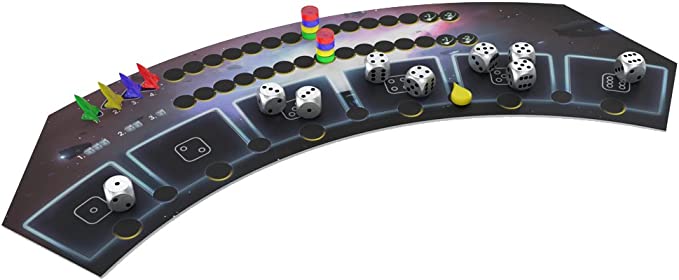 Pulsar 2849 game components and dice