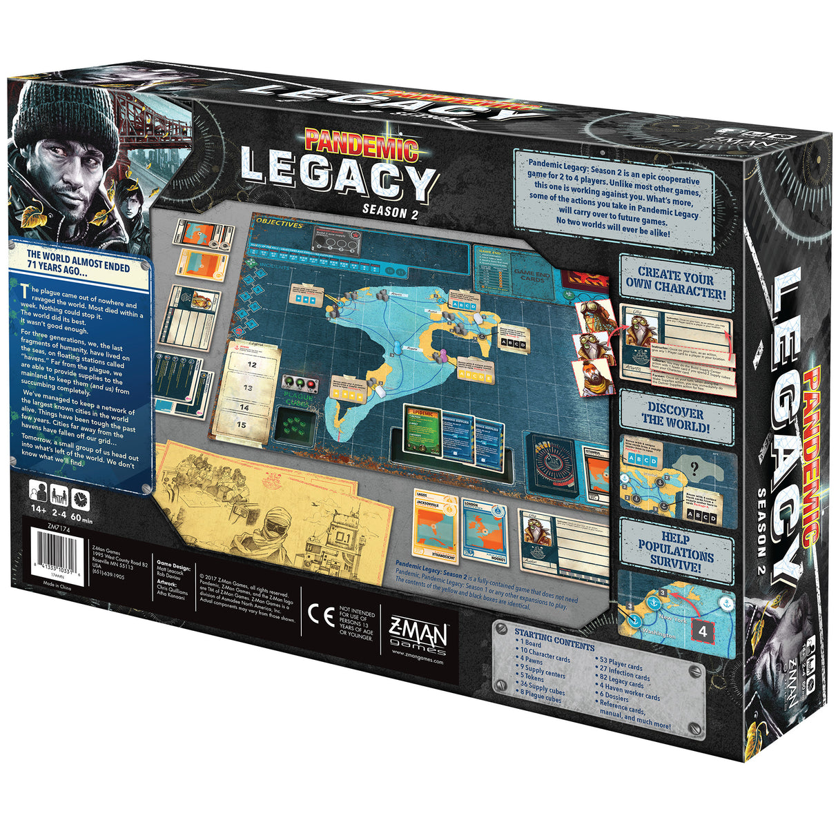 Pandemic: Legacy: Season 2 (Black Edition) detailed game pieces