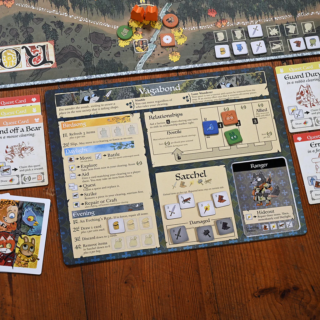 Root A Game of Woodland Might and Right complete game setup with all woodland factions and territories