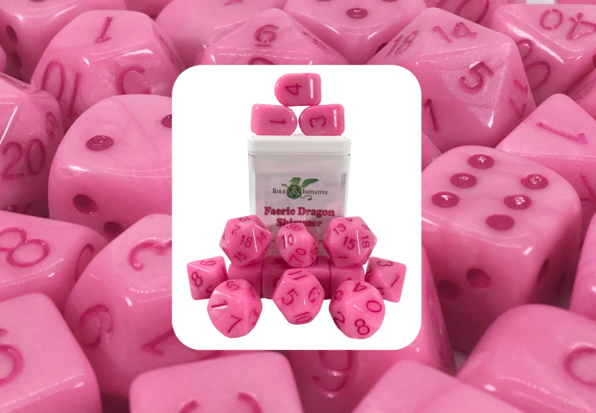 Polyhedral Dice: Faerie Dragon Shimmer - Set of 15 | Elderwoods