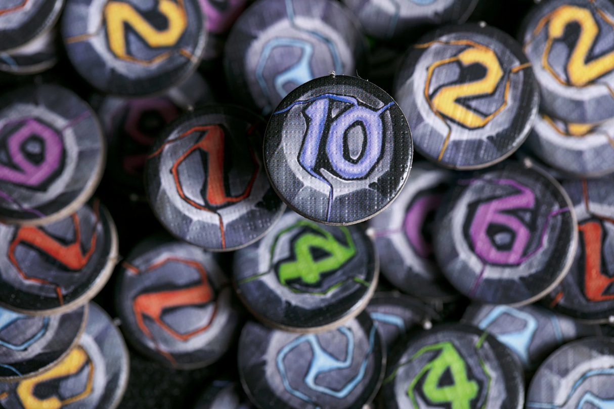 Portals game tiles and scoring tokens