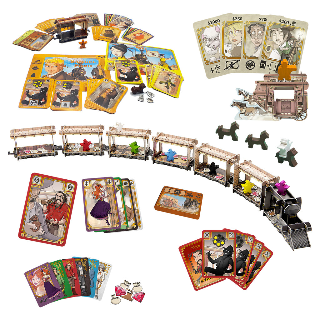 Colt Express Big Box game components and 3D train