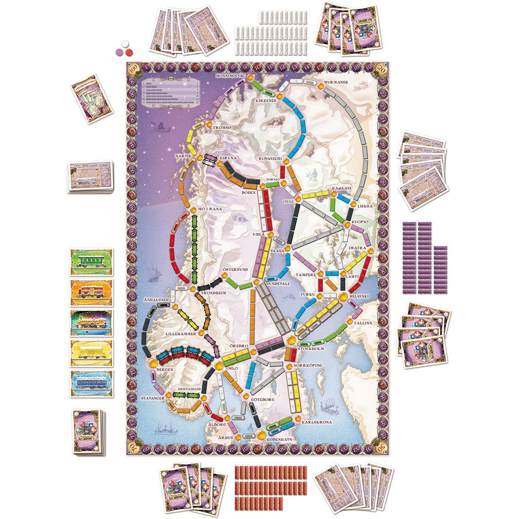 Ticket To Ride: Nordic Countries game board and routes
