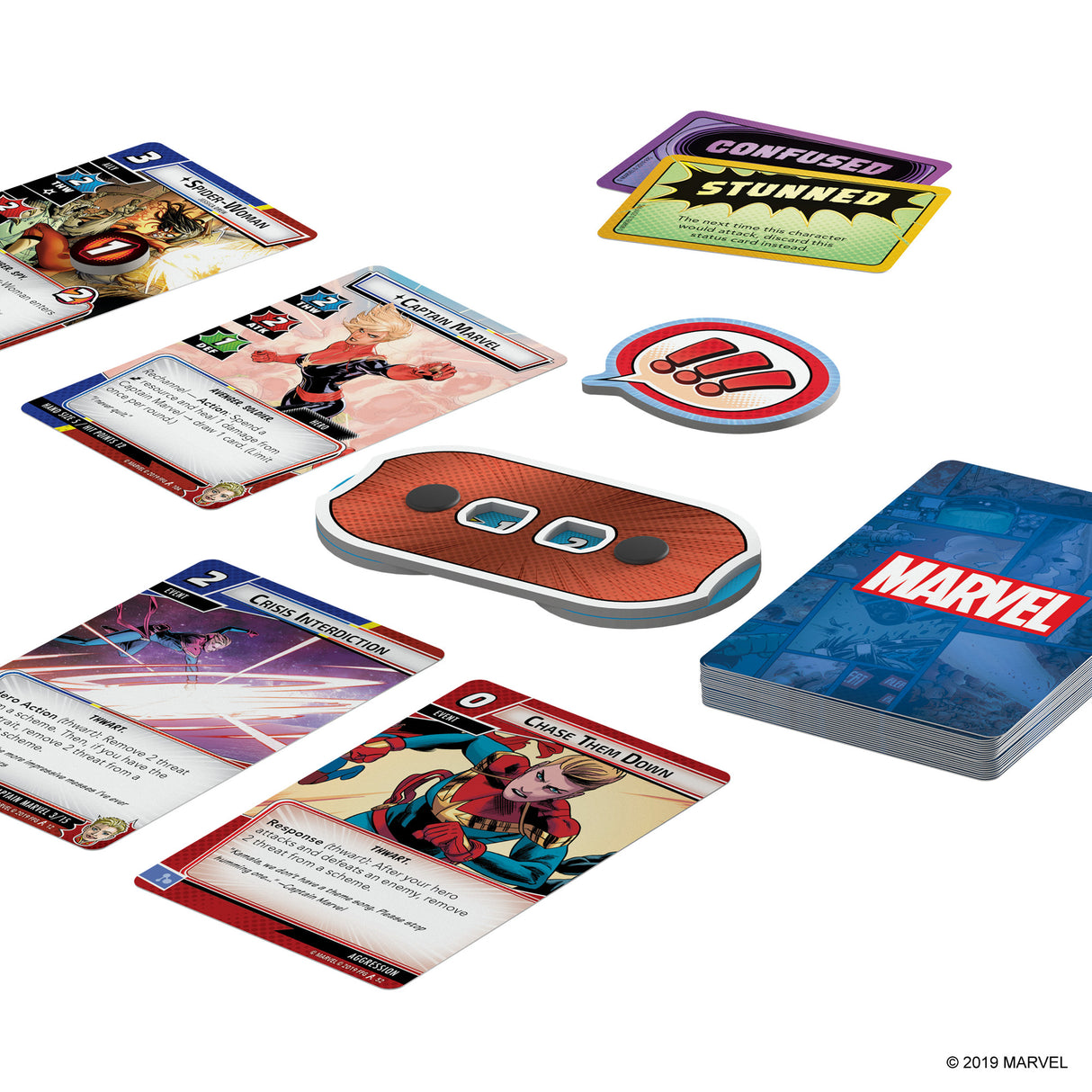 Marvel Champions game components and villain deck