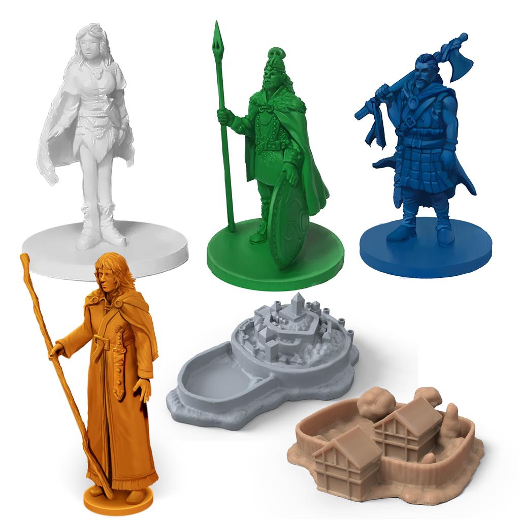 Inis gameplay setup with clan miniatures