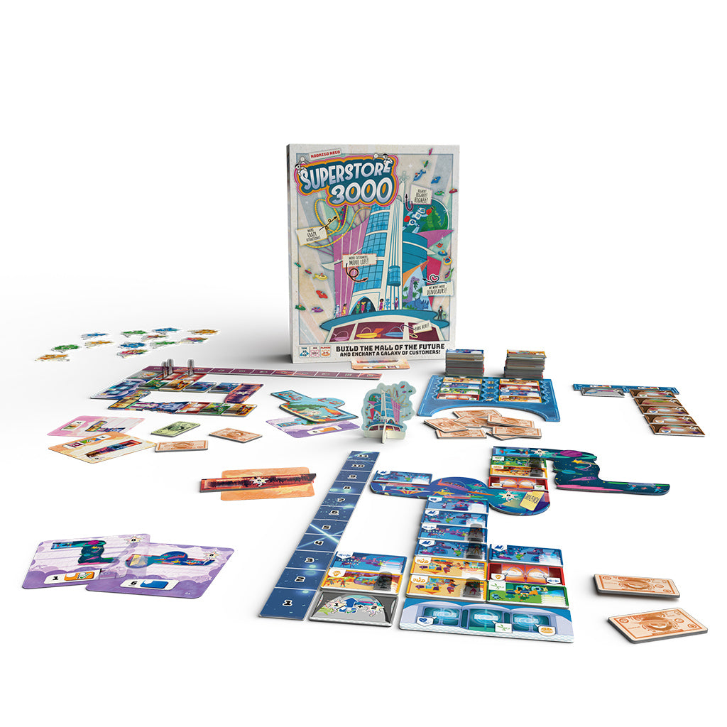 Superstore 3000 board game box and components
