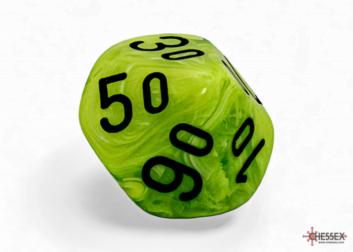 Chessex - Mega-Hedral Vortex Bright Green/Black 7-Die Set d4 die