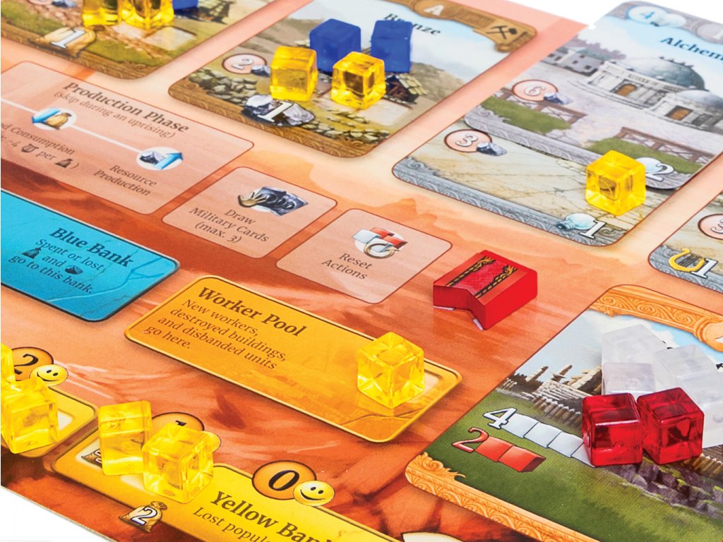 Through the Ages: A New Story of Civilization player boards and resources