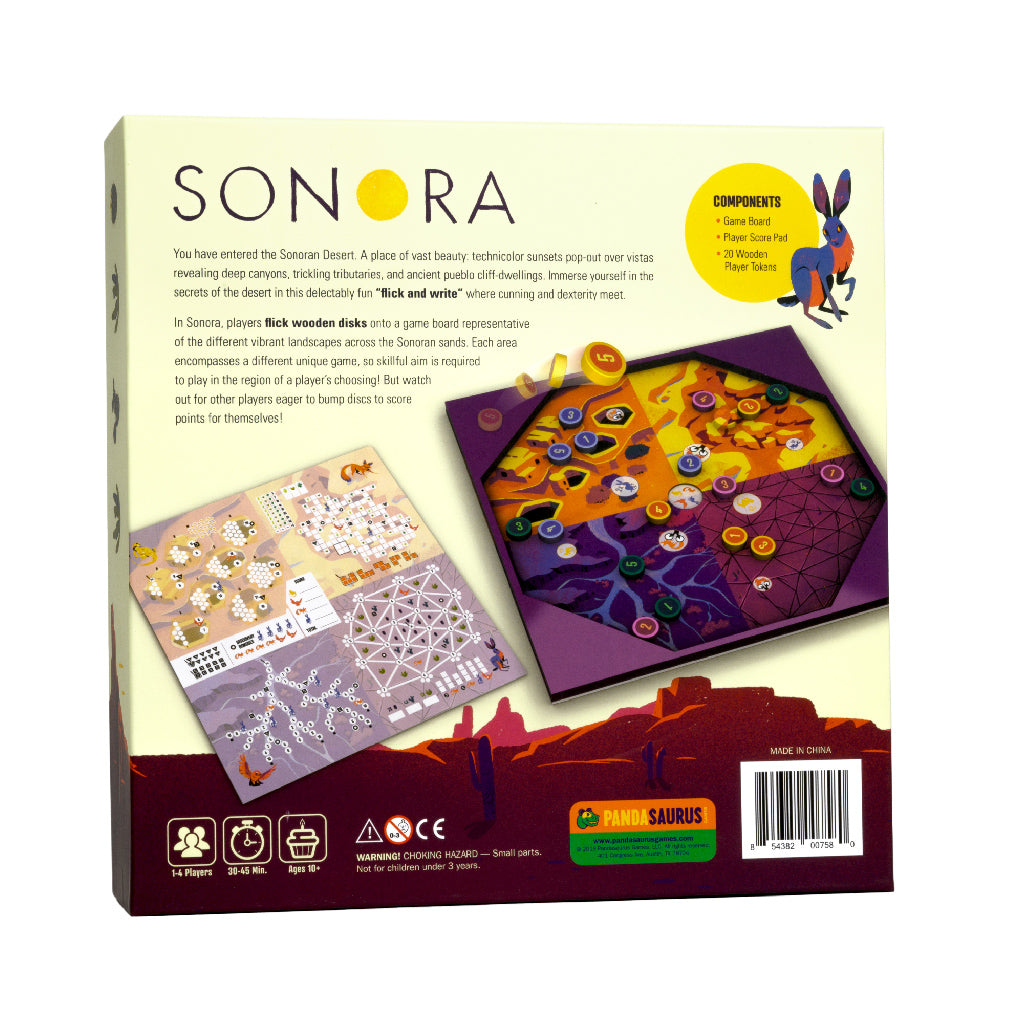 Sonora flicking game setup with desert board