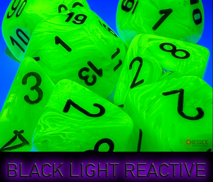 Chessex - Mega-Hedral Vortex Bright Green/Black 7-Die Set d20 die