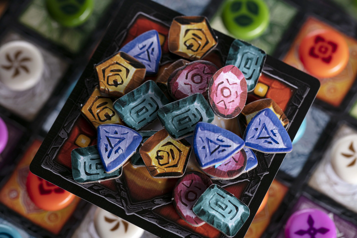 Portals game components and player pieces