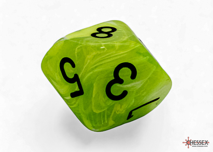 Chessex - Mega-Hedral Vortex Bright Green/Black 7-Die Set d6 die