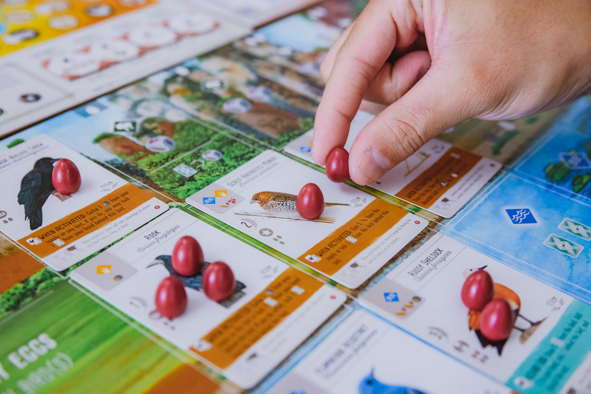 Wingspan: Asia gameplay setup with Asian bird species