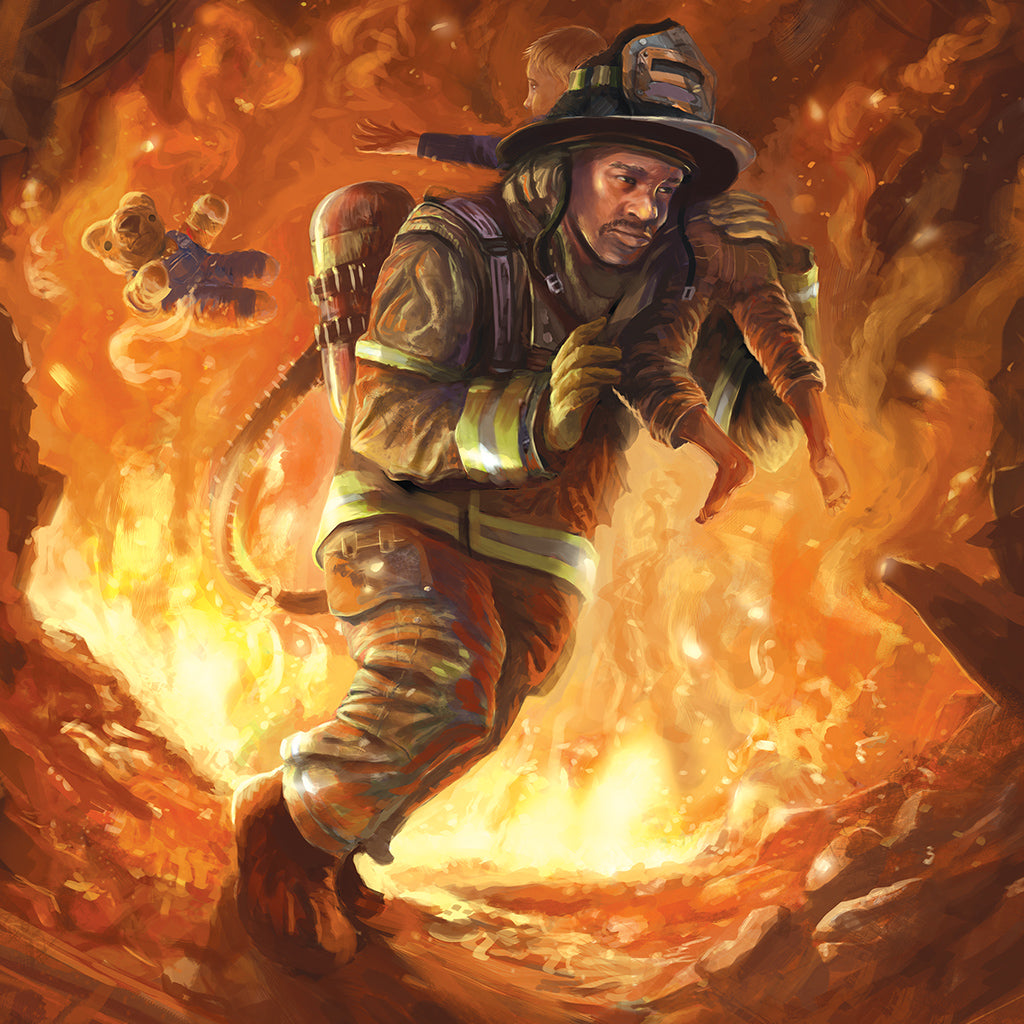 Genesys: Core Rulebook RPG interior pages with firefighter artwork