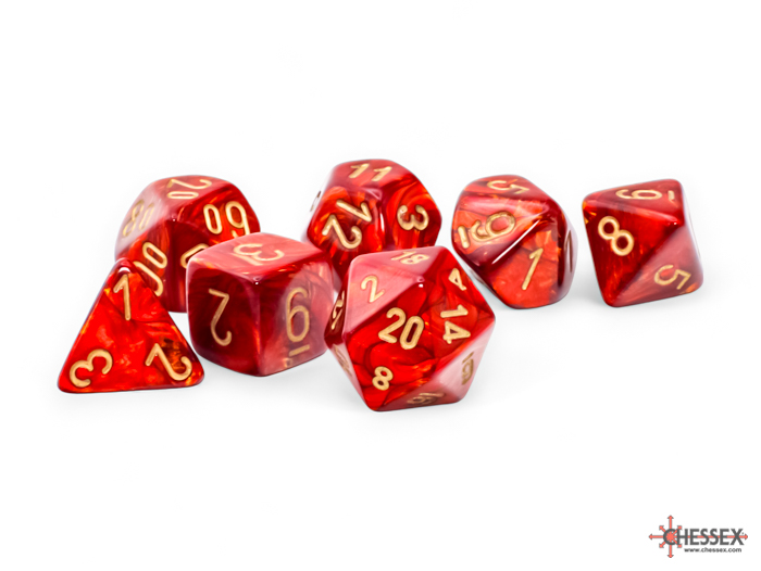 Chessex - Mega-Hedral Scarab Scarlet/Gold 7-Die Set complete polyhedral collection