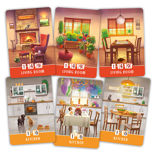 Dream Home board game room tiles and cards