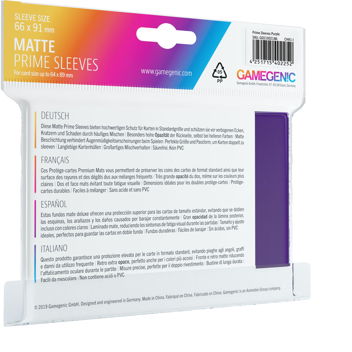Gamegenic: Matte Prime Sleeves Purple
