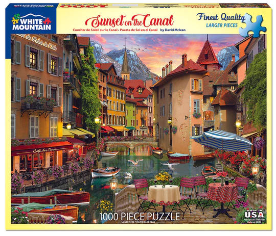 Sunset on the Canal - 1000 Piece Jigsaw Puzzle White Mountain