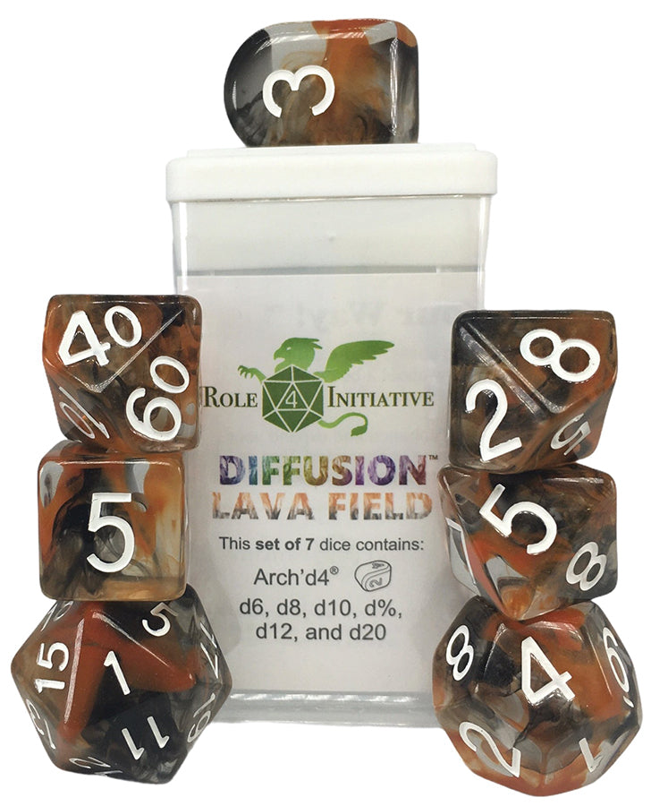 Polyhedral Dice: Diffusion Lava Field - Set of 7 RPG | Elderwoods