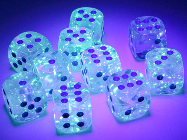 Chessex - Borealis 12mm d6 Icicle/light blue luminary dice block (36 dice)