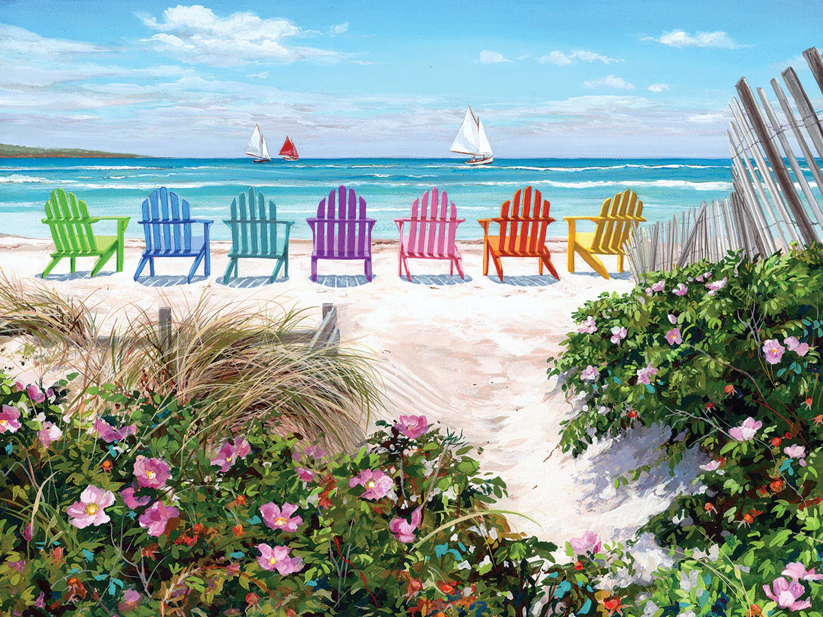 Rainbow Chairs - 500 Piece Jigsaw Puzzle White Mountain