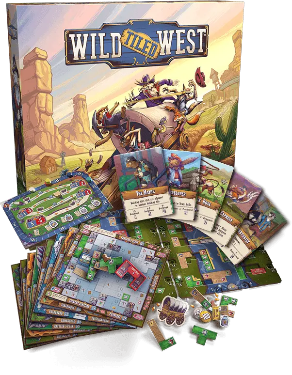 Wild Tiled West gameplay setup and board