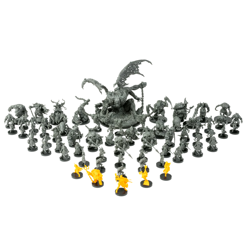 Bardsung hero and enemy miniatures