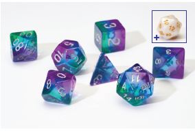 Sirius Dice: RPG Dice Set (7): Blue Aurora Semi-Transparent Resin
