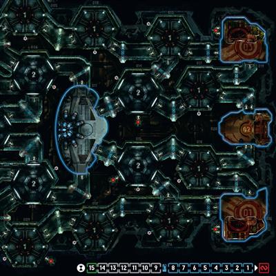 Nemesis cooperative survival game board and spaceship rooms